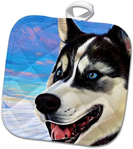 3drose sibirski pseći portret za pse. Plavo nebo, bijeli snijeg. Digitalna umjetnost. - Pothilders