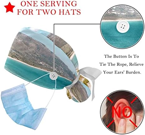 2 pakovanja hirurških kapa s duksevima, prozračnim bouffam šeširi, duga kosa, podesiva sestra piling kapice plave plave boje
