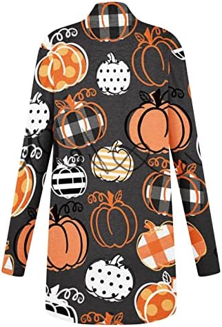 Cardigan za ženske majice Kaputi kaputa HalloweenPumpkin Print Otvoreni prednji dugi rukavi Pokrijte