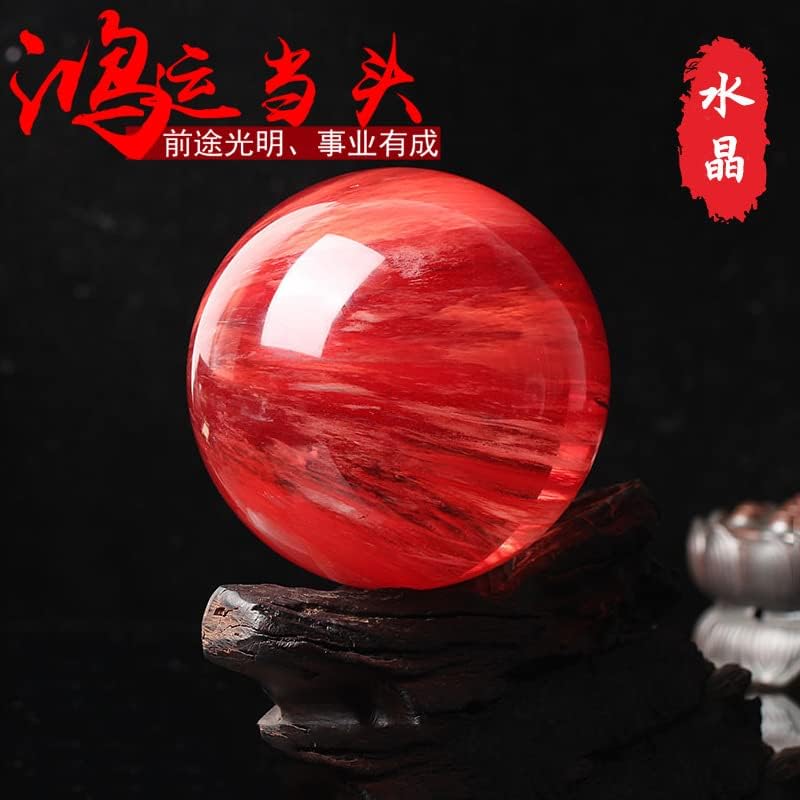 Qiankao Crystal Ball Crveni kristalni kuglični ukrasi Fengshui Ball Ornamentas 水晶 鸿运球 红 水晶球 摆件 风水球