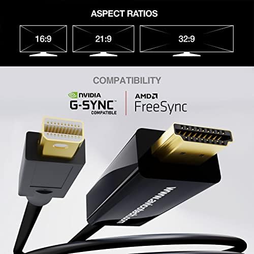 AKTIVNI MINI DisplayPort 1.2 u HDMI 2.0 adapter - 4K 60Hz HDR - 2k 144Hz - 1080p 240Hz - 6ft kabel