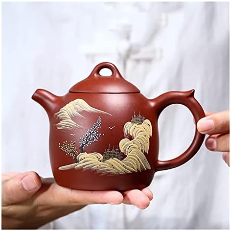 Uredski čaj 290ml Purple Clay čajnik Ručno oslikano pejzažno čaj za čaj za ljepotu Hlapove Handmade Handmade