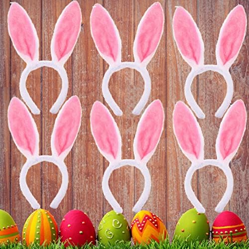 NENMATTE Easter Bunny Ear Plush Bunny Headbands, Spring Rabbit Ears Headbands Fluffy Pink Bunny Ear