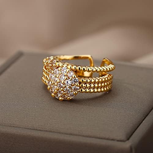 Oyalma Cirkon Krug Otvoreni Prstenovi Za Žene Crystal Gold Finger Charm Podesivi Prsten Vjenčanje Valentine