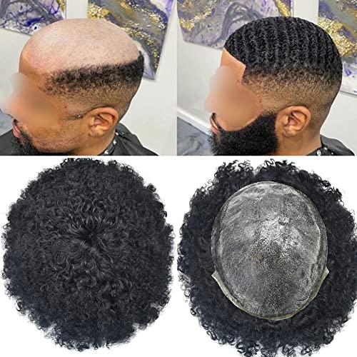 Afro Tupee za crne muške sisteme za kosu 8x10 inča ubrizgava Pu punu kožu Afro perika za crne muškarce Afro talasne