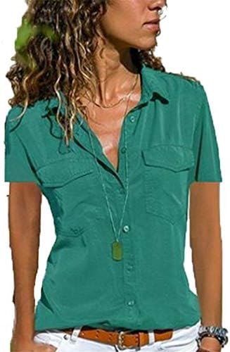 Andongnywell ženski povremeni vrhovi majica majica casual bluza s kratkim rukavima za ljetni V izrez