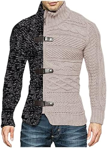 Wocachi muške pletene jakna kornjače zimske pulover Jumper džemperi rebrani blok u boji udobnost stilski