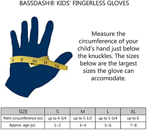 Bassdash UPF 50+ Dječje rukavice sa podstavljenim grmljavim palmnim UV zaštitom za biciklima za biciklima