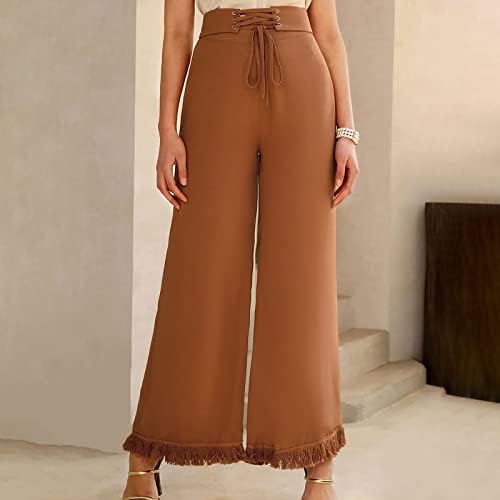Etkia haljine za haljine za visoke žene Čvrste boje pantalone za paklene pantalone za žene u vezu u obliku