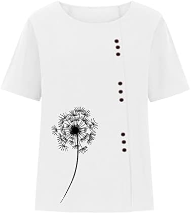 Žene 2023 ljetne bluze casual crewneck majice kratki rukav majica majica maslačak grafički tee