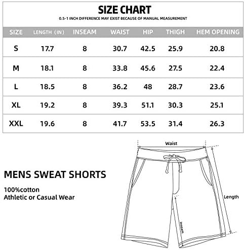 AMY COULEE muške Casual kratke hlače 8 Cotton Athletic Workout Lounge trenirke sa džepovima
