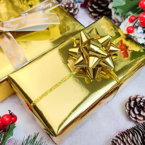 LDGOOAEL rolna papira za umotavanje sa izrezanim linijama na reversu - metalik zlato za Božić, praznik, rođendan,
