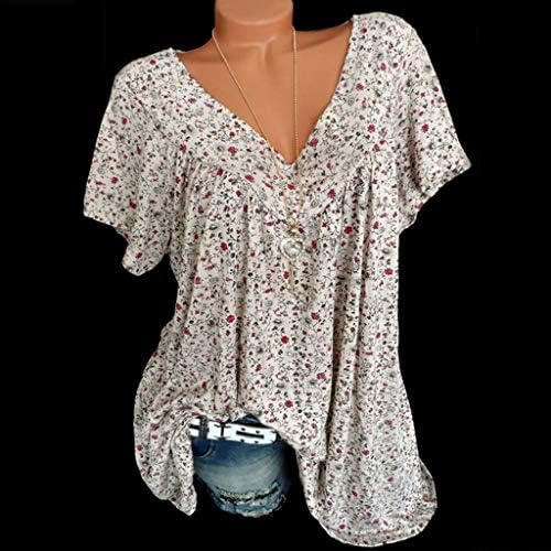 Žene 2023 ljetni modni vrhovi Boho cvjetni print v bluze za izrez Dressy casual kratki rukav