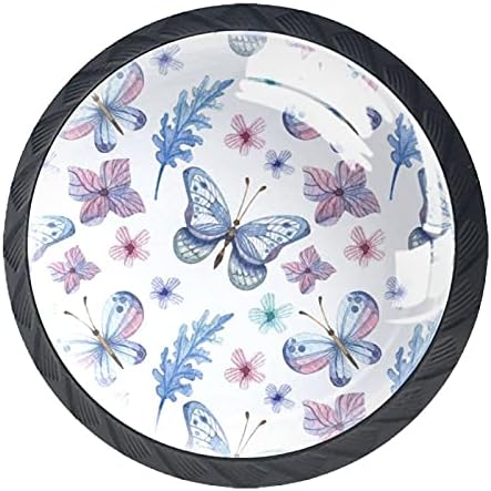 Kraido cvijeće akvarelske ploče leptire uzorak ladice ručice 4 komada okrugla gumb ormara sa vijcima pogodnim za kućni ured kupaonica garderoba namještaj