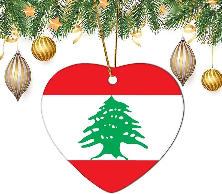 Božić Hanging Ornament, Libanon zastavu Ceramic Hanging Accessories Božić uspomenu, pokloni za dom Božić