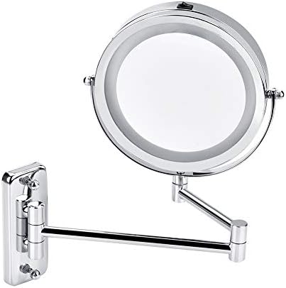 LED ogledalo za šminkanje, metalno Osvijetljeno ogledalo zidno LED ogledalo za šminkanje 360 stepeni rotirajte za spavaću sobu u kupaonici