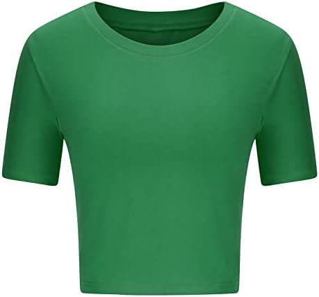 Ženske Ljetne Kratke Rukave Crop Tops Casual Osnovne Crewneck Labave Majice Pamučne Vježbe Za Jogu Košulje Za