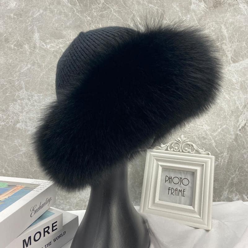 Elegantni šeširi za žene zimska topla pahuljasta koštana kapa meki debeli šešir ženski kupolasti